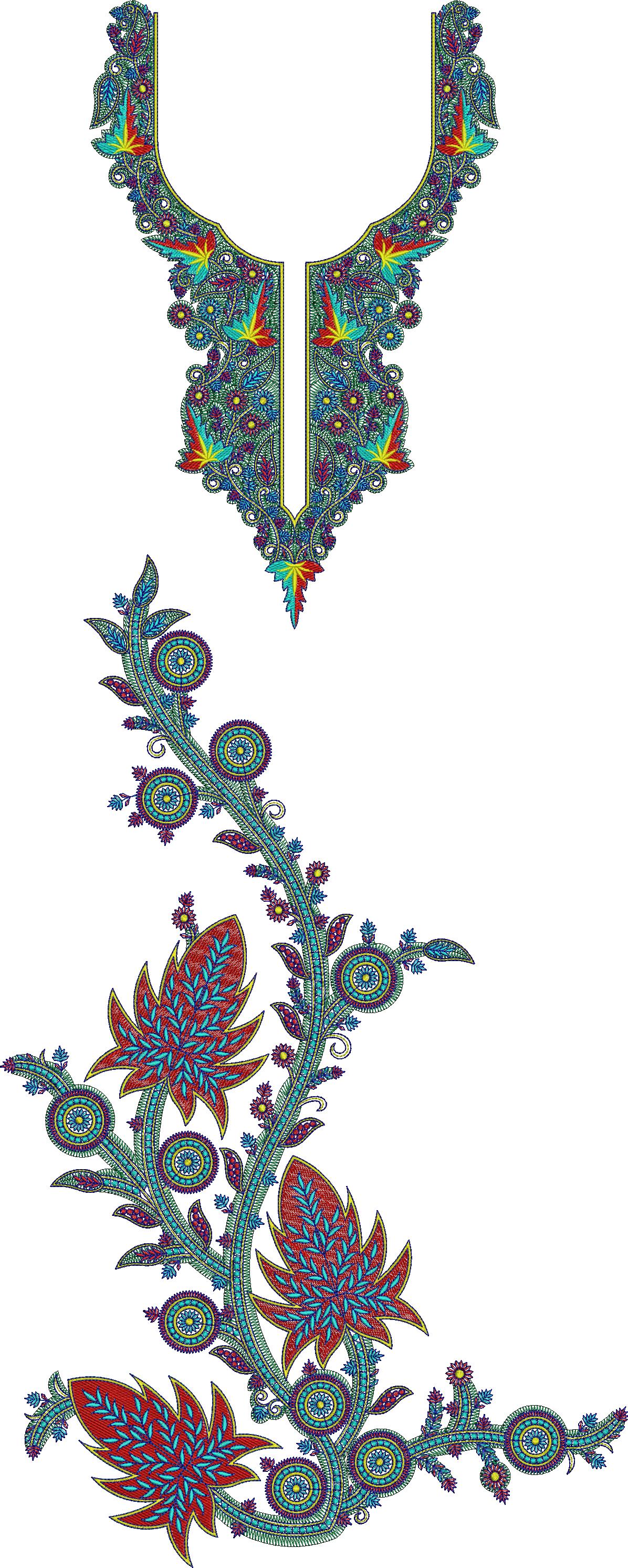 Full Part Woman Dress Embroidery Design, Free Suit Design (220)
